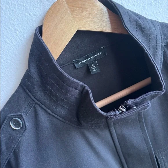 Universal Standard Vineyard Stretch Cotton Twill Jacket in Black Size S - Picture 5 of 12